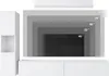 A collage showing a white entertainment center with superimposed shades of gray representing different TV sizes, ranging from 40 to 77 inches. Anteprima dell’immagine prodotto