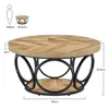 A diagram showing the dimensions of a round coffee table, with a silhouette of a person for scale. Produktbild-Vorschau