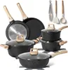 A collection of granite cookware and kitchen utensils arranged on a white background. Anteprima dell’immagine prodotto