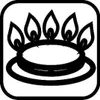 A black and white icon of a gas stove burner with flames. Voir les images du produit