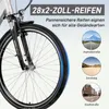 Close-up of an e-bike wheel with marketing text and circular images of different terrains. Produktbild-Vorschau