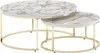 FineBuy Couchtisch 2er Set Weiß Gold Marmor Optik Sofatisch Produktbild-Vorschau 6