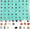 A grid of natural minerals and gemstones with descriptive text, presented as an advent calendar. Náhled obrázku produktu
