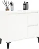 A white cabinet with black legs on a white background. Podgląd zdjęcia produktu