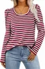ASKSA Damen T-Shirt Rundhals Langarmshirt Puffaermel Produktbild-Vorschau 1