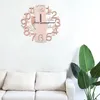 Horloge murale moderne créative en bois ronde salon bureau Voir les images du produit 10