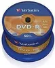 A stack of Verbatim DVD-R discs in a blue spindle case. Produktbild-Vorschau