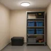 A storage room with shelves and containers. Produktbild-Vorschau