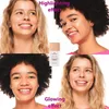 A collage of four women's faces, with a product bottle in the center, showcasing makeup effects. Voir les images du produit