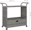 A 3D rendering of a gray bar cart with dimensions indicated. Náhled obrázku produktu