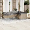 9-tlg. Garten-Sofagarnitur mit Kissen Beige Poly Rattan Produktbild-Vorschau 1