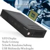 A digital satellite receiver is shown in the foreground, with a robotic arm holding a computer processor in the background. Text describing the product's features is present on the left side of the image. Produktbild-Vorschau