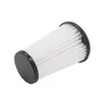 A white pleated vacuum cleaner filter with black plastic caps on both ends, isolated on a white background. Produktbild-Vorschau