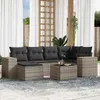 vidaXL 7-tlg. Garten-Sofagarnitur mit Kissen Hellgrau Poly Produktbild-Vorschau 2