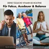 Collage of three images showing people engaged in different activities: a man on a phone call with a laptop, an older couple cycling, and a woman meditating. Produktbild-Vorschau