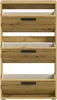 A front view of a narrow shoe cabinet with three flip-down drawers. Produktbild-Vorschau