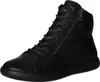 A black leather high-top sneaker with laces and a side zipper, shown against a white background. Anteprima dell’immagine prodotto