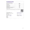 This is a product data sheet for a wood-burning stove, showing technical specifications and supplier information. Produktbild-Vorschau