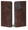 A brown flip case for a smartphone is shown from two angles. Produktbild-Vorschau