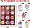 Boules de Noël 12 pièces en 5 modèles Rouge Rose Or 6 cm Voir les images du produit 2