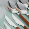 Besteckset 16-teilig Stahl silber Holzoptik für 4 Personen Produktbild-Vorschau 8