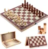 3-in-1 Brettspiel Schachspiel aus Holz – Schach, Dame & Produktbild-Vorschau 1