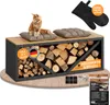 BLACK OAK OHIO Kaminholzbank Schwarz mit Holzablage & Produktbild-Vorschau 1