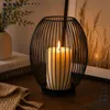 Świecznik metalowy lampion industrialny loft glamour czarny Podgląd zdjęcia produktu 8