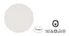 A circular swatch of fabric and several care and certification symbols. Produktbild-Vorschau