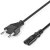 A black power cord with two different types of plugs on each end, shown against a white background. Produktbild-Vorschau