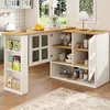 A kitchen island with storage and a countertop, set in a bright kitchen with a window view. Produktbild-Vorschau
