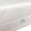 A close-up view of a white quilted mattress cover with a zipper. Produktbild-Vorschau