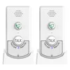 Two white wireless intercom units are shown side-by-side on white charging bases against a white background. Produktbild-Vorschau
