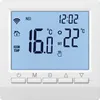 A digital thermostat display with various icons and temperature readings. Podgląd zdjęcia produktu
