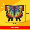 A colorful butterfly kite with dimensions indicated. Produktbild-Vorschau
