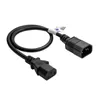 A black power cord with two connectors, laid out in a curve against a white background. Voir les images du produit