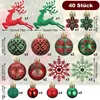Weihnachtskugeln-Set, 40 Stück, unzerbrechlich, rot-grün, Rentier-Motiv Productafbeelding-voorbeeld