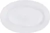 A white oval plate with a decorative rim is shown from a slightly elevated angle against a white background. Voir les images du produit