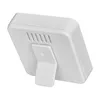 The back of a white digital thermo-hygrometer with a stand and ventilation slits. Anteprima dell’immagine prodotto