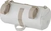 A white cylindrical bag with beige straps and buckles, shown against a white background. Produktbild-Vorschau