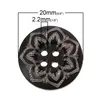 6 x Holzknopf Kaffee, 20 mm, Motiv Blume Produktbild-Vorschau 2
