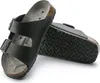 A pair of black Birkenstock Arizona ESD sandals shown from a slightly elevated side angle against a white background. Produktbild-Vorschau