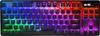 A close-up, front-facing view of a gaming keyboard with RGB lighting. Podgląd zdjęcia produktu