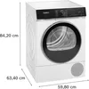 Siemens iQ500, Wärmepumpen-Trockner, 9 kg WQ45H2BG0 Schrägansicht geschlossen Maße Produktbild-Vorschau