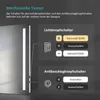 Diagram showing the mechanical buttons for a mirror with LED lighting and anti-fog function. Produktbild-Vorschau