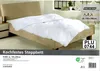 A white comforter is laid out on a wooden bed frame, with a bedside table visible on the left. Produktbild-Vorschau