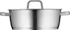 A stainless steel pot with a lid and handles is shown against a white background. Náhľad obrázku produktu