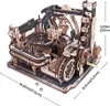 A 3D wooden marble run model is shown from a slightly elevated angle, with dimensions indicated by measurement lines and text. Podgląd zdjęcia produktu