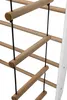 A close-up view of a wooden ladder with black ropes, likely part of a children's climbing frame or gym. Produktbild-Vorschau