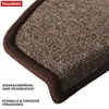 Close-up of a brown carpet stair mat with a dark brown edge binding. Produktbild-Vorschau